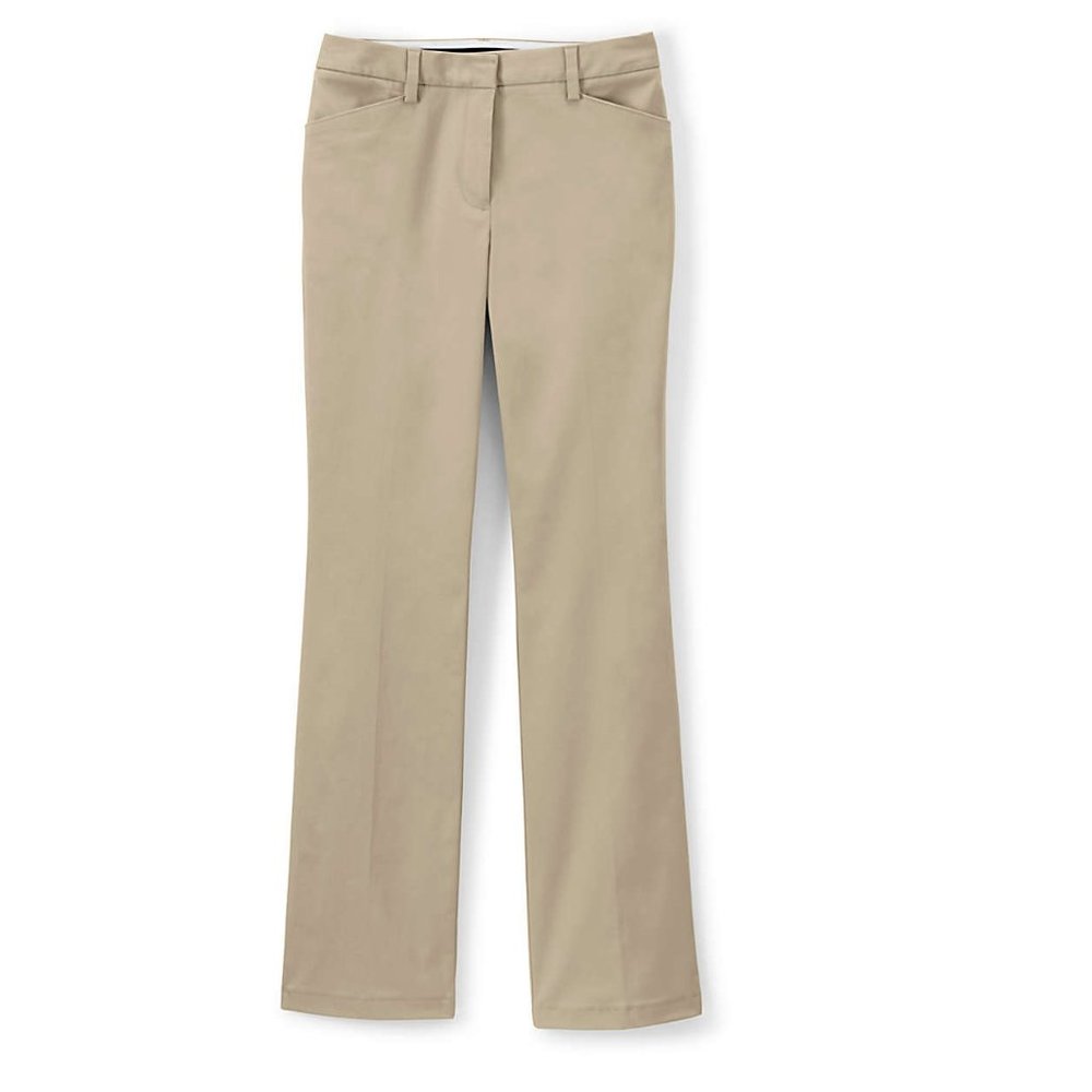 NWT Lands End Women's Curvy Fit Bootcut Chino Pants Khaki Size 16 35/36W $55